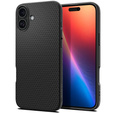 Carcasa Spigen pentru iPhone 16 Plus, Liquid Air, negru + 9H Tempered Glass