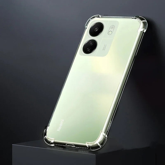 Carcasă pentru Xiaomi Redmi 13C, Anti-Shock, transparentă + sticlă 9H