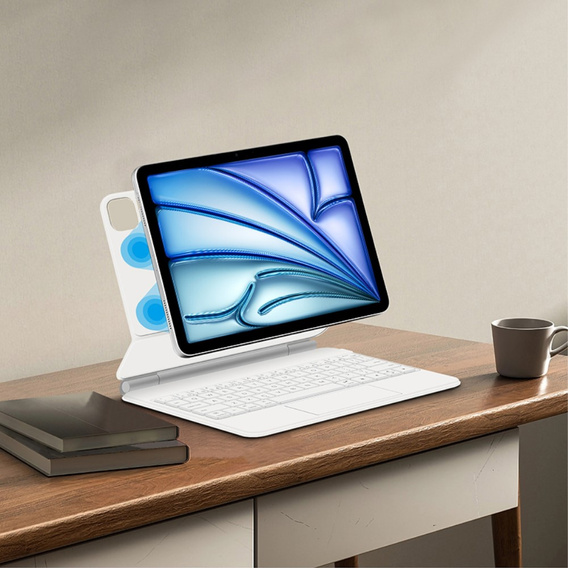 Husă de tastatură pentru iPad Air 11" 2024, Magnetic Keyboard Touchpad, alb