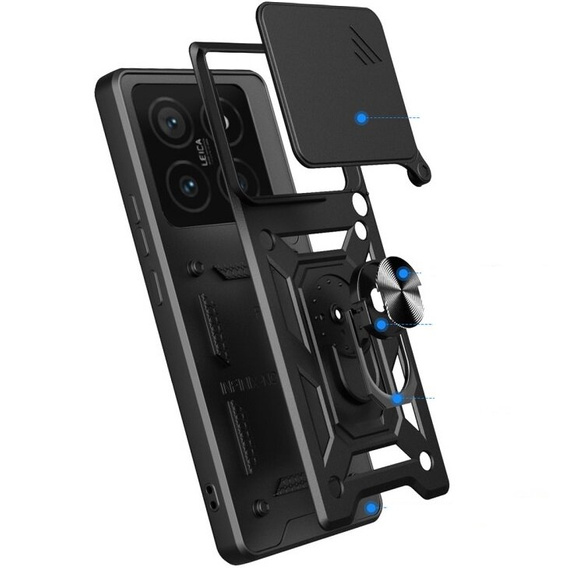 Husă blindată pentru Xiaomi 14T, CamShield Slide, negru