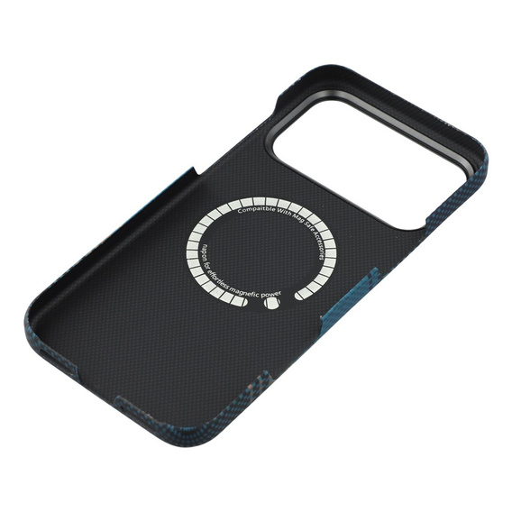 Husă pentru iPhone 17 Pro, fibră aramidică, pentru MagSafe, subțire și ușoară, albastră