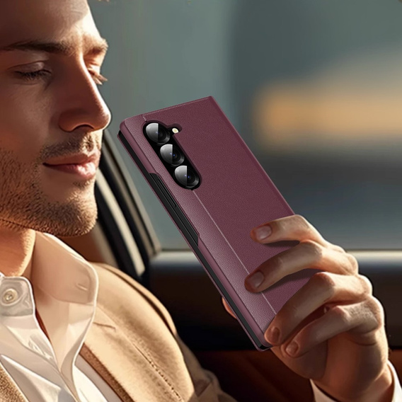 Husă cu clapetă pentru Samsung Z Fold5 5G, Smart View Wallet, maroon