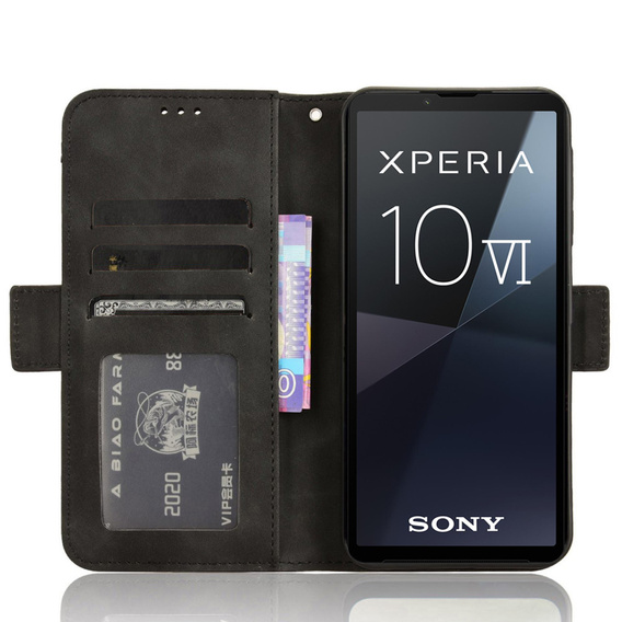 Cu clapetă pentru Sony Xperia 10 VI, Card Slot, negru