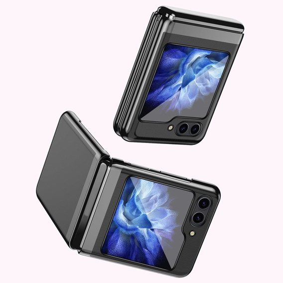 Husă pentru Samsung Galaxy Z Flip7 FE / Z Flip6, PC Case, transparent / negru
