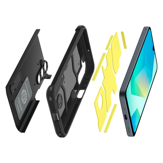 Carcasa Spigen pentru Samsung Galaxy A36 5G, Tough Armor Mag MagSafe, negru + 9H Tempered Glass