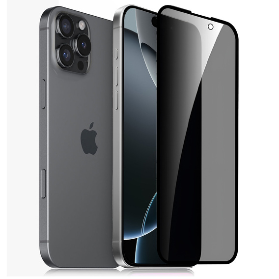 2x Sticlă de confidențialitate temperată pentru iPhone 17 Pro/17/16 Pro, ERBORD 9H Easy App Anti-Peep