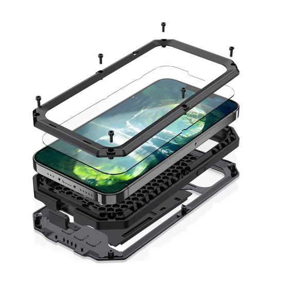 Husă pentru iPhone 13, R-JUST CamShield Slide, armată, negru