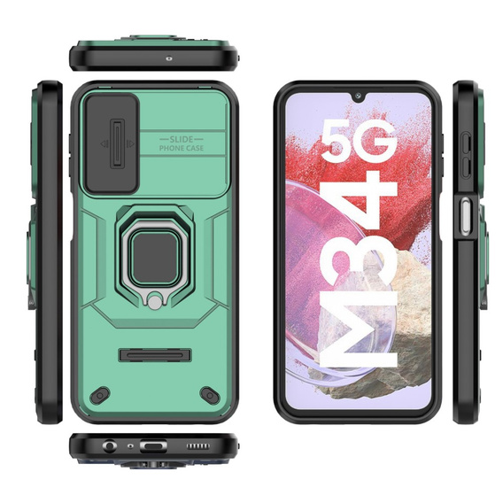Husă pentru Samsung Galaxy M34, KickStand Camera Lens, verde