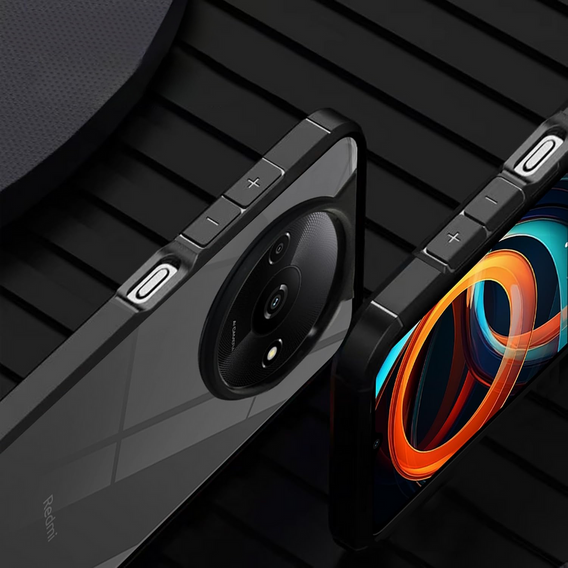 Carcasă pentru Xiaomi Redmi A3, Fusion Hybrid, cu protecție pentru camera foto, transparent / negru