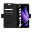 Husă pentru Oppo Reno 13F / Oppo Reno 13FS, ERBORD Glossy Litchi, portofel cu clapetă, negru