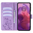 Cu clapetă pentru Motorola Moto E14, Butterfly, violet