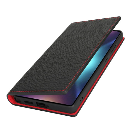 Cu clapetă pentru Samsung Galaxy S25 Ultra, Litchi Skin Grain, negru