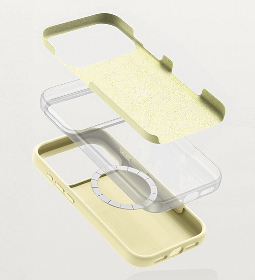 Manșon din silicon pentru iPhone 17 Pro, pentru MagSafe, antișoc, galben