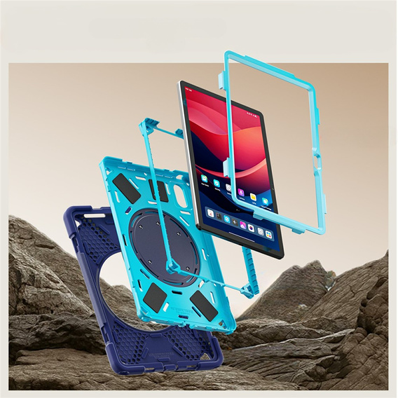 Husă pentru copii pentru Lenovo Tab M11, blindată cu curea, albastru marin / verde