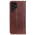 Huse pentru Samsung Galaxy S24 Ultra, Wallet Litchi Leather, maro