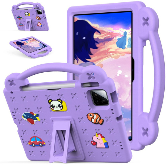 Husă pentru copii pentru Xiaomi Pad 7 / Xiaomi Pad 7 Pro, Cute Patterns, cu suport, violet