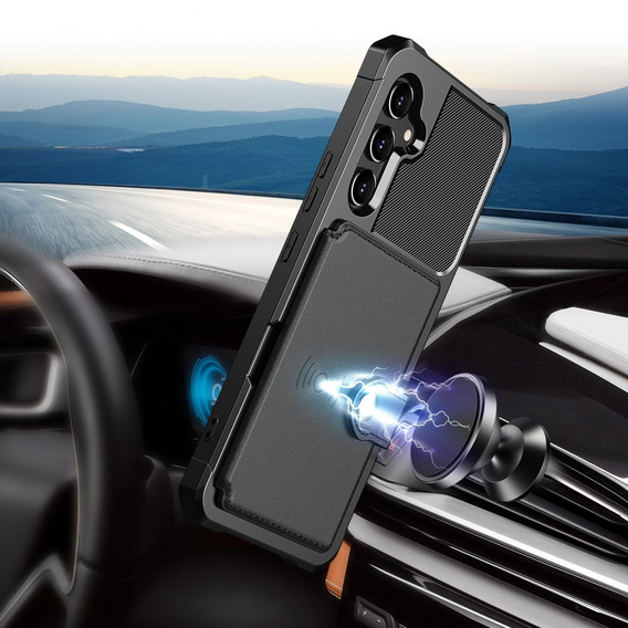 Husa pentru Samsung Galaxy A54 5G, Card Holder Kickstand, negru