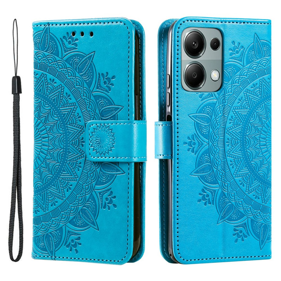 Cu clapetă pentru Xiaomi Redmi Note 13 Pro 4G / Xiaomi Redmi Note 14S / Xiaomi Poco M6 Pro 4G, Mandala, albastru