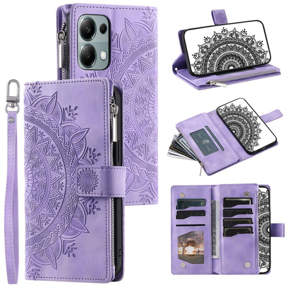 Cu clapetă pentru Xiaomi Redmi Note 13 Pro 4G / Xiaomi Redmi Note 14S / Xiaomi Poco M6 Pro 4G, Mandala, violet