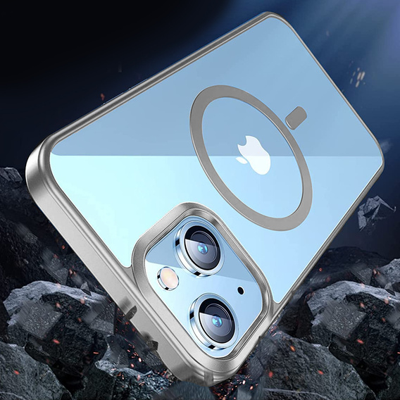 Huse pentru iPhone 14, ERBORD Hybrid MagSafe Case, de argint