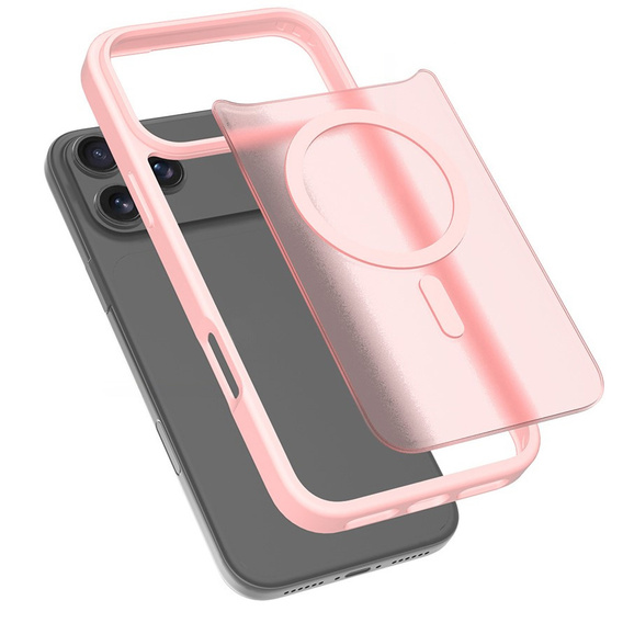 Husă Matt pentru iPhone 17 Pro Max, pentru MagSafe, roz translucid