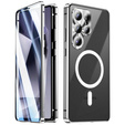 Carcasa Magnetic Dual Glass MagSafe pentru Samsung Galaxy S25 Ultra, de argint