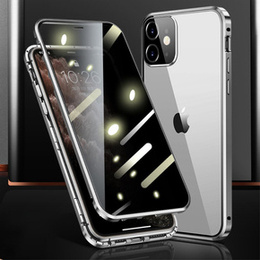 Husa pentru iPhone 12 Mini, Magnetic Dual Glass, de argint