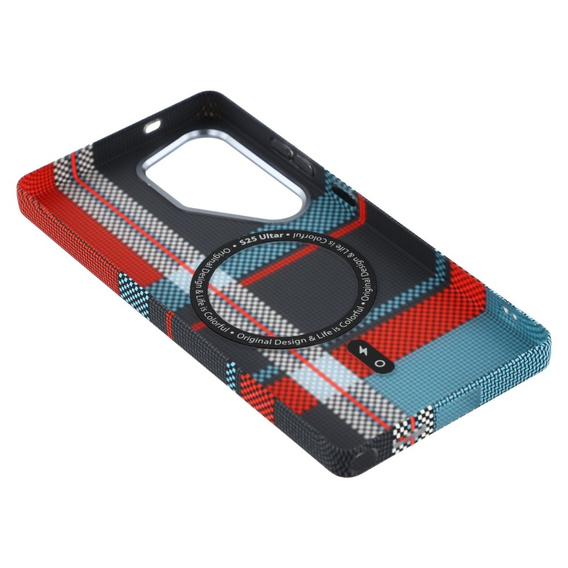 Carcasa pentru Samsung Galaxy S25 Ultra, Carbon Fiber MagSafe, albastru / roșu