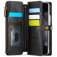Husă CASEME pentru Samsung Galaxy Z Fold6 5G, RFID Leather Wallet, cu curea de umăr, negru