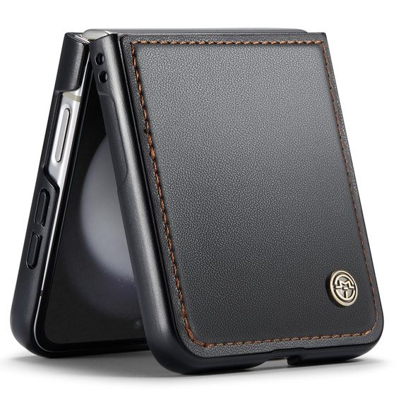 Husă pentru Samsung Galaxy Z Flip7 FE / Z Flip6, CASEME Litchi Leather, negru