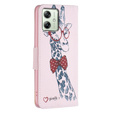 Cu clapetă pentru Motorola Moto G54 5G, Wallet, giraffe, roz