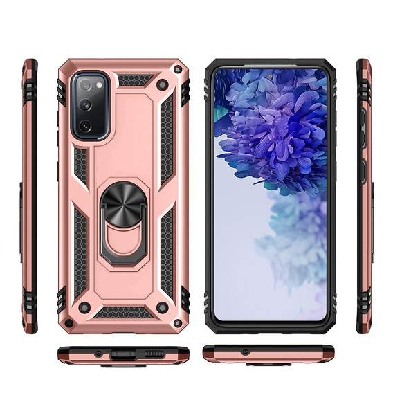 Husă blindată pentru Samsung Galaxy S20 FE, Nox Case Ring, roz rose gold