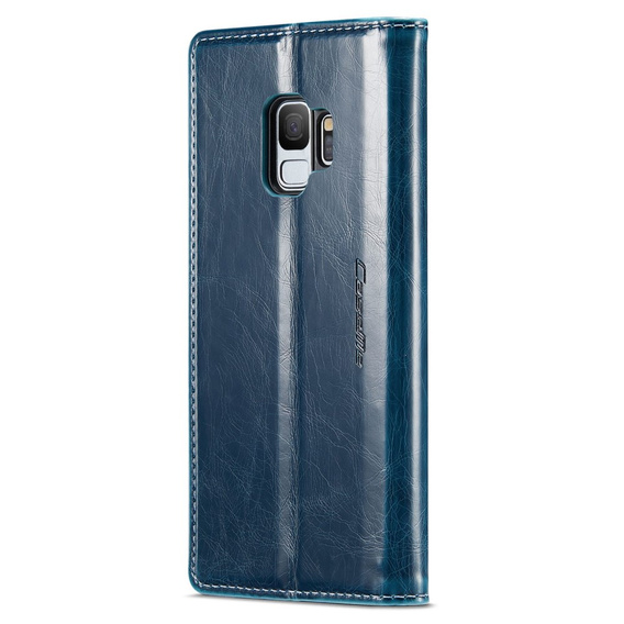 Carcasă flip CASEME pentru Samsung Galaxy S9, Waxy Textured, albastru