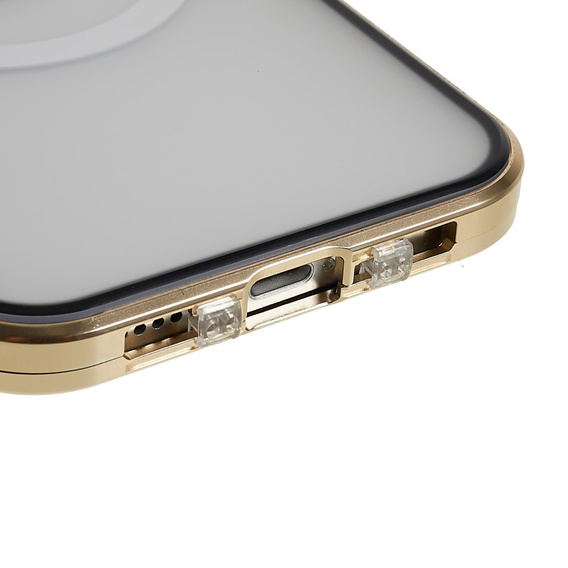 Carcasa Magnetic Dual Glass MagSafe pentru iPhone 12, de aur