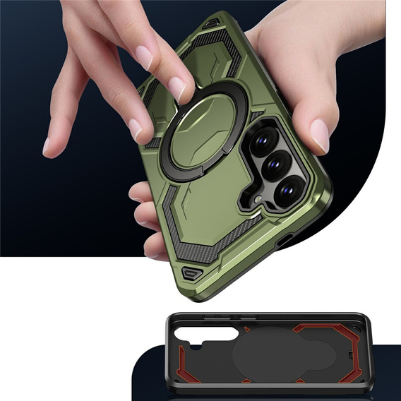 Husă magnetică cu suport pentru Samsung Galaxy A57 5G, verde