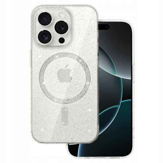 Husă pentru iPhone 16 Pro Max, ERBORD Glitter MagSafe, transparentă + Sticlă pentru ecran