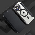 Cu clapetă pentru iPhone 15 Pro, RFID Wallet MagSafe CamShield, negru