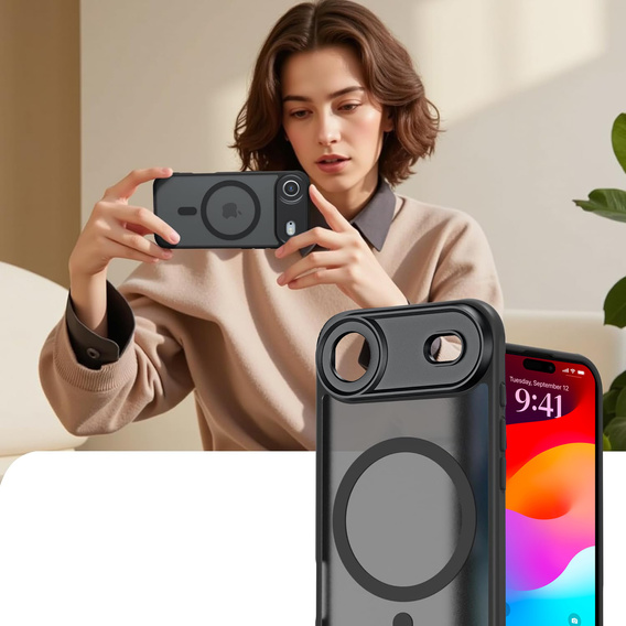 Husă mată pentru iPhone Air, pentru MagSafe, cu protecție pentru cameră, negru