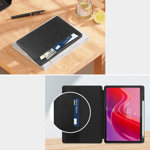 Husă pentru Lenovo Tab M11, Business Card and Pen Slot, negru