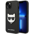 Karl Lagerfeld Huse pentru iPhone 14 Plus, Saffiano Choupette Head Patch, negru