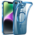 Husă pentru iPhone 14, Electro MagSafe, albastru + Sticlă pentru ecran