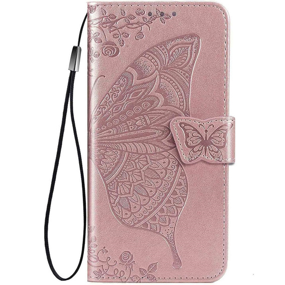 Cu clapetă pentru Xiaomi Redmi A5, Butterfly, roz rose gold