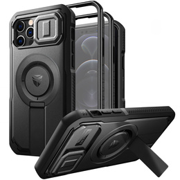 Husă blindată pentru iPhone 12 / iPhone 12 Pro, Dexnor CamProtect MagSafe, negru (Două rame)