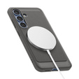 Carcasa Spigen pentru Samsung Galaxy S25, Rugged Armor MagSafe, gri + Tempered Glass 9H