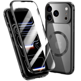 Husă magnetică dublă din sticlă pentru MagSafe pentru iPhone 17 Pro Max, negru