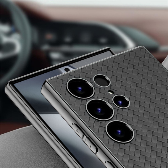Huse pentru Samsung Galaxy S24 Ultra, GKK Woven Leather, gri