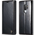 Carcasă flip CASEME pentru Samsung Galaxy S9+ Plus, Waxy Textured, negru
