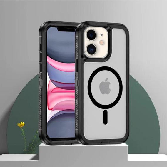 Carcasă cu ramă pentru iPhone 11, pentru MagSafe, transparent / negru