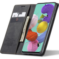 Husa CASEME pentru Samsung Galaxy A51, Leather Wallet Case, negru