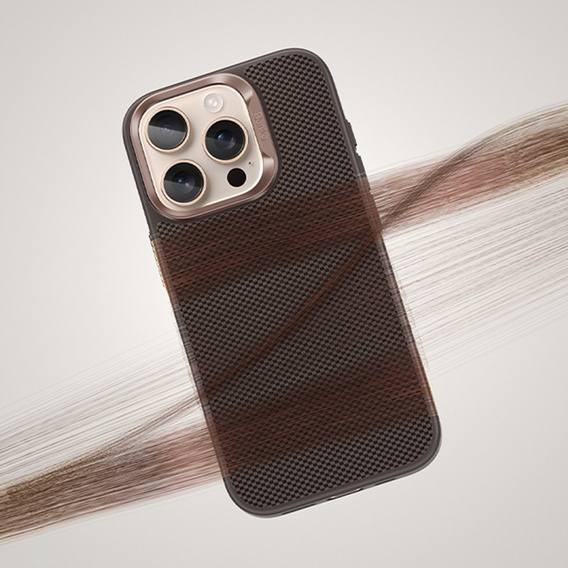 Carcasa BENKS Kevlar pentru iPhone 16 Pro Max, pentru MagSafe, Carbon Fiber, maro